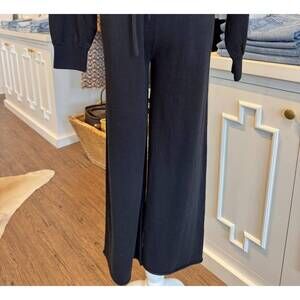 NEW ARCHER CASHMERE women's asher wide leg crop pants in black